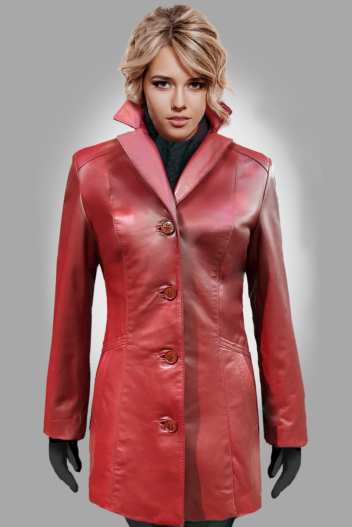  Red Leather Blazer Long Jackets for Women Womens