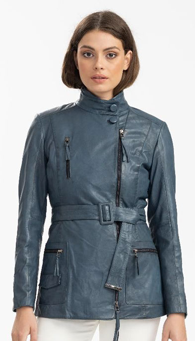 Side zip leather outlet jacket womens